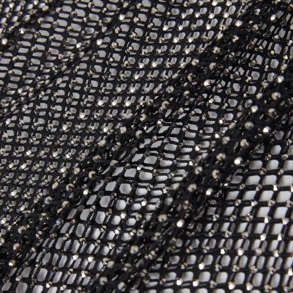 $595 Jonathan Simkhai Inaya Rhinestone Embellished Black Mesh Swim Coverup - Picture 12 of 17